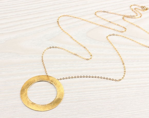 Long Circle Necklace, Gold Long Necklace / Eternity Necklace, 14k Gold Filled / Geometric Jewelry, Bridesmaid Gift | "Thaleia"