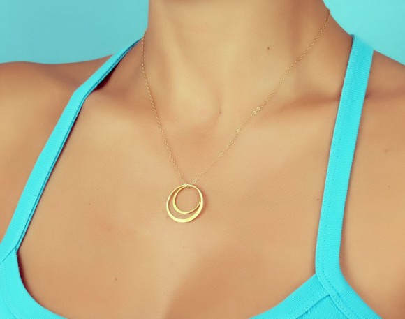 Double Circle Necklace, Gold Circle Necklace / Everyday Necklace, Bridal Necklace / Gold Filled, Ring Necklace / Bridesmaid Necklace | "Sparte"