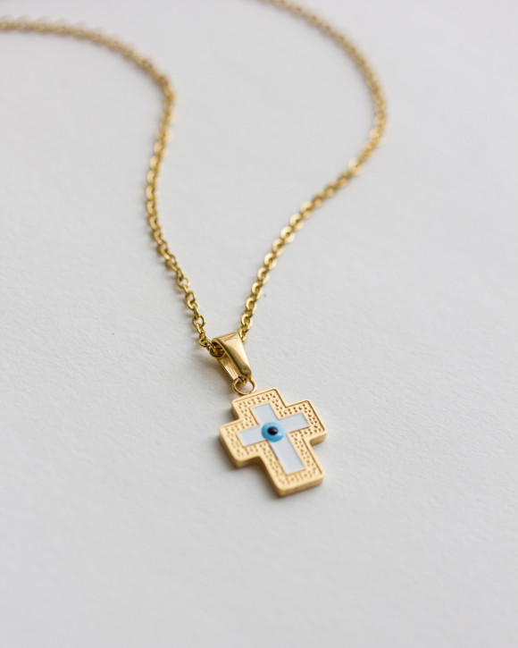 Cross Evil eye necklace