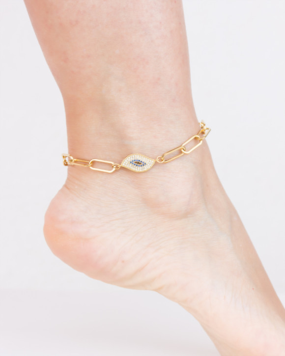 Paperclip Evil Eye Anklet