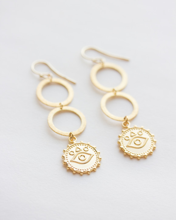 Long Evil Eye Earrings