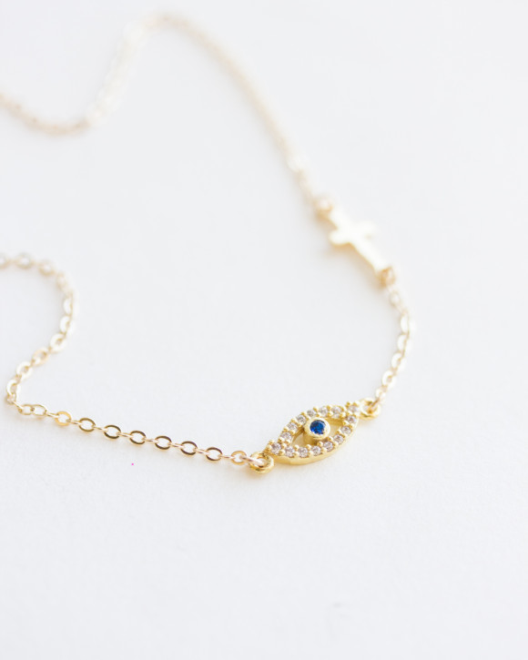 Gold Cross Eye Anklet