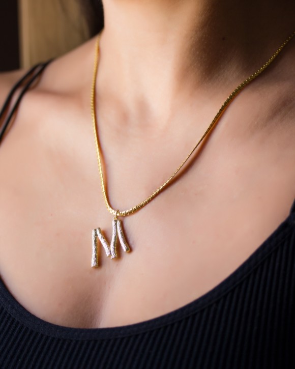 Gold M Necklace