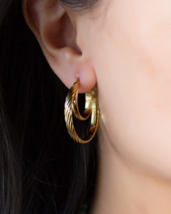 Gold Double Hoops