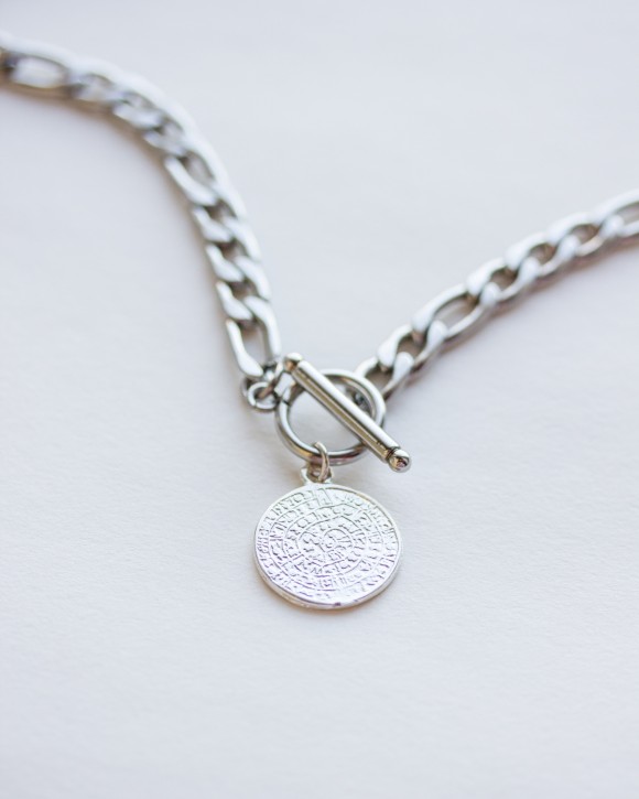 Silver Toggle Necklace with Phaistos Disc