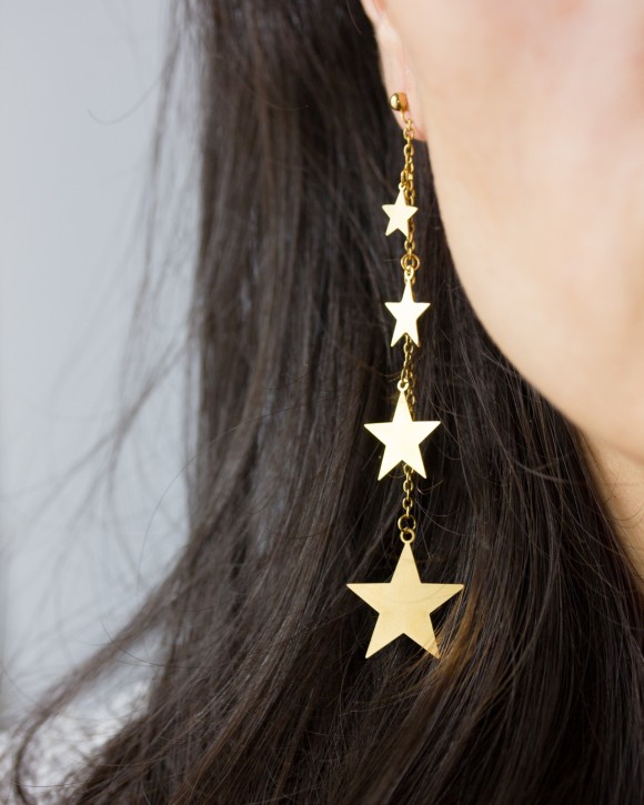 Long Star Christmas Earrings