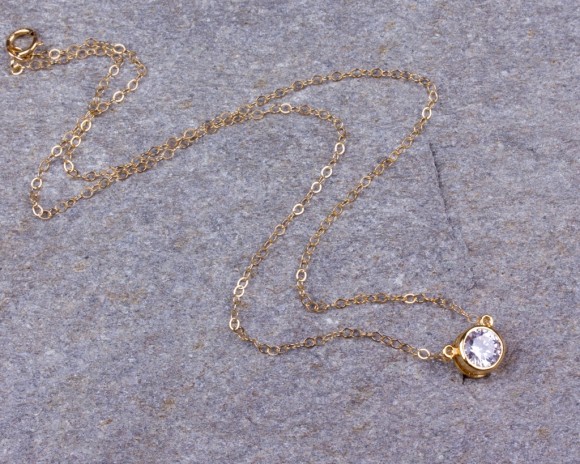 Solitaire Diamond necklace • Cubic Zirconia Pendant