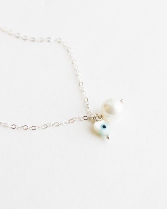 Pearl Evil Eye Anklet