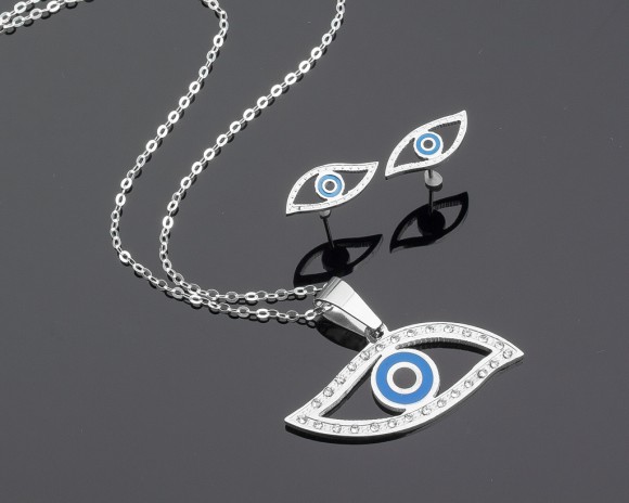 Long Evil Eye Necklace - Evil Eye Earrings