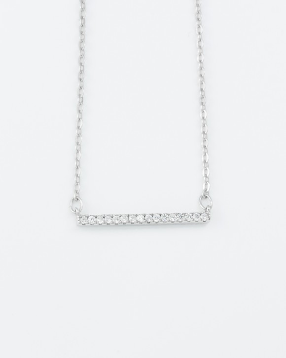 Silver Bar Necklace • CZ Bar Necklace