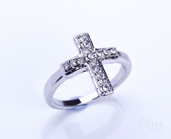 Sideways cross ring, silver cross ring, anniversary ring, jewelry ring,rhinestone ring, minimalist ring, protection ring,faith ring, "Sinoe"