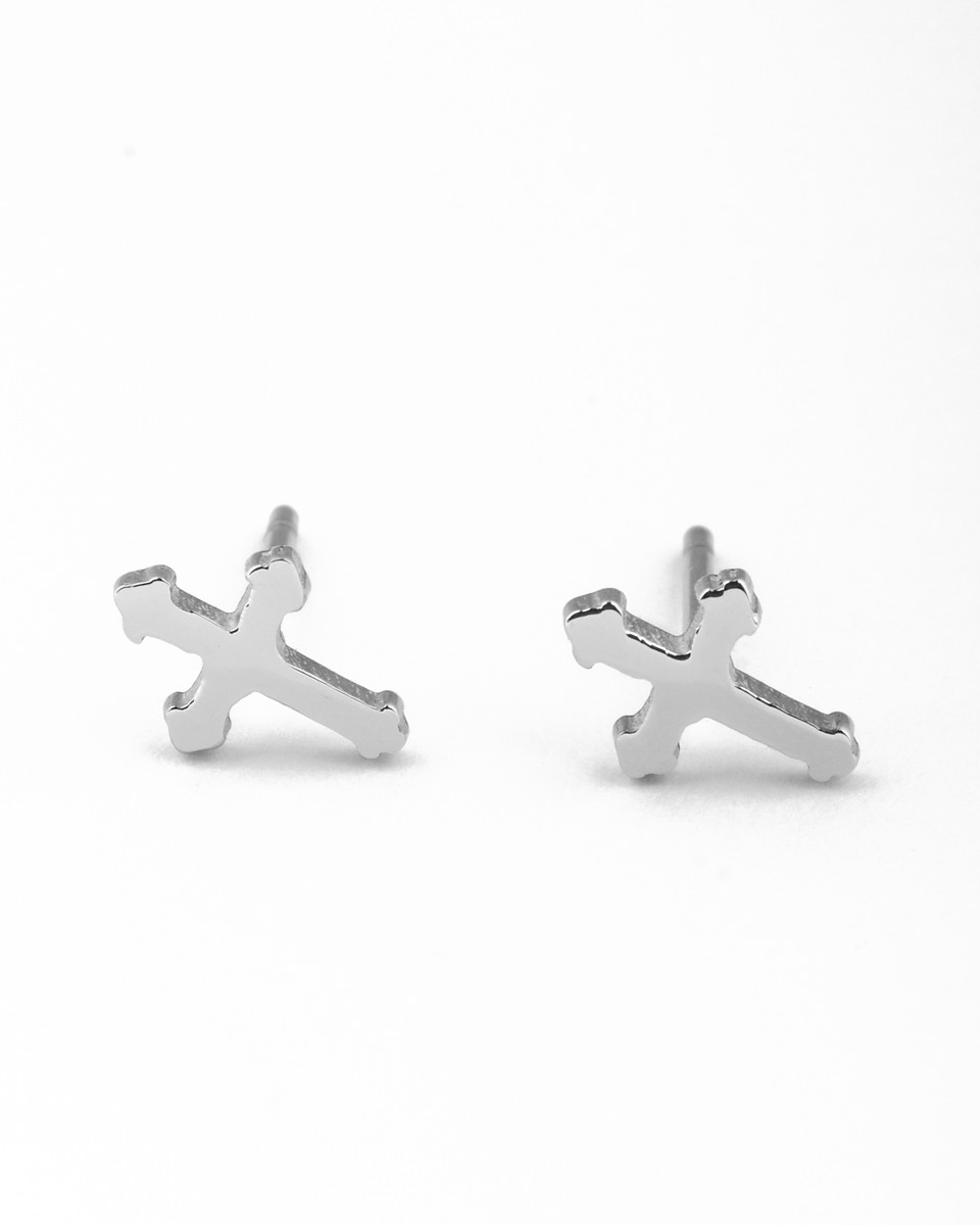 Cross Studs Silver Stud Earrings
