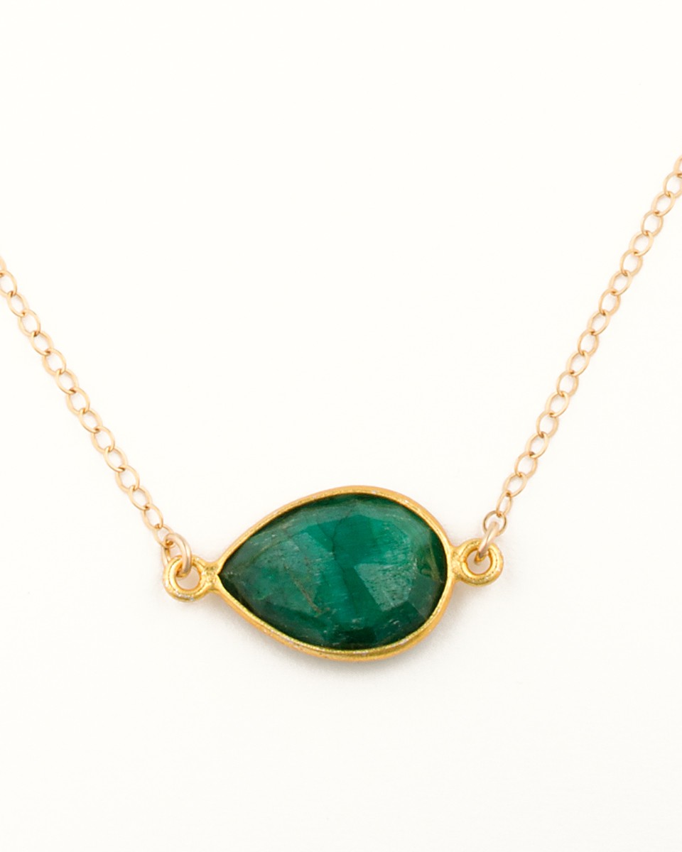 Gold Emerald Necklace • Birthstone Necklace