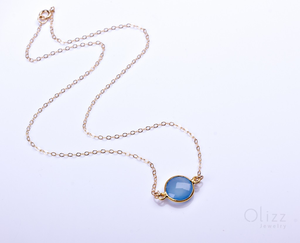 Aqua blue stone necklace on sale