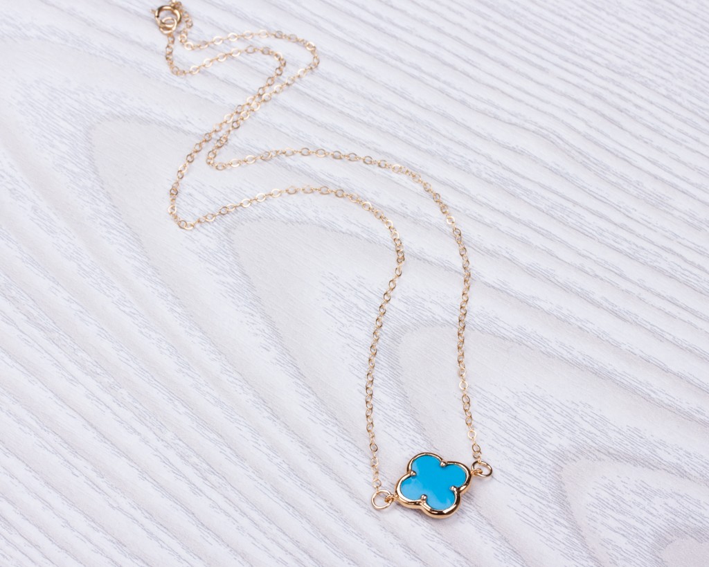 Long hot sale teal necklace