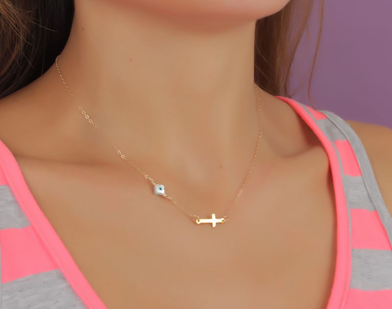 Silver Sideways Cross Necklace | Classy Women Collection