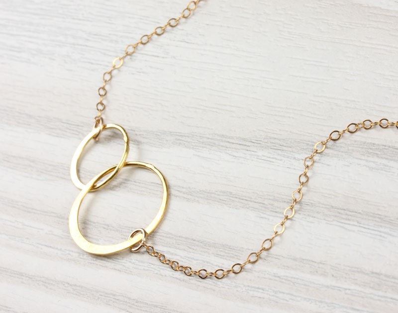 14K Gold Filled Two Hoop Pendant Necklace