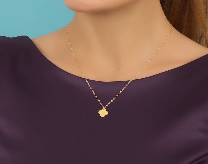 14K Gold Clover Necklace