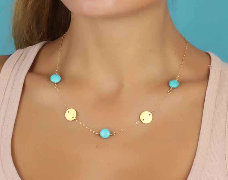 Unique Chunky Turquoise Statement Necklace, Colorful Collar, Mother of –  Bling Beaded Baubles