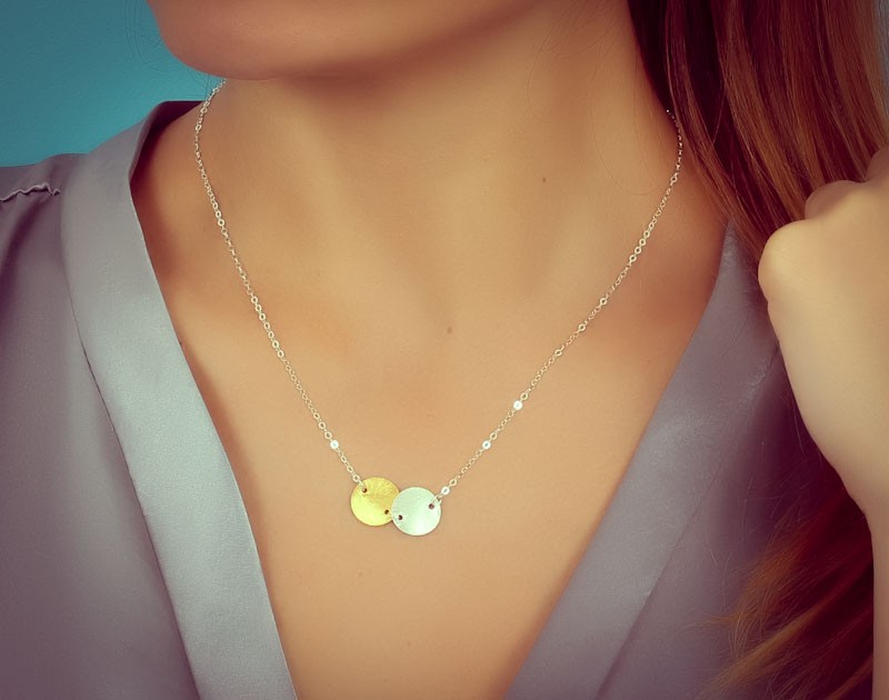 Modern Contemporary Necklace / Double Disc Necklace Maera