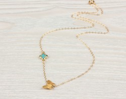 Butterfly Necklace / Clover Turquoise Necklace | Blue Butterfly