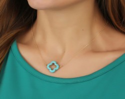 Turquoise Clover Necklace / Turquoise Jewelry | Pandaisia