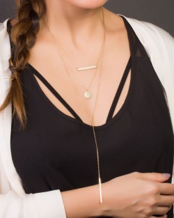 Personalized Y Necklace • Bar Drop Necklace