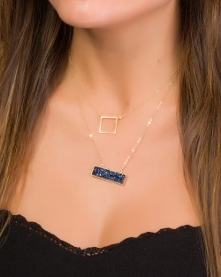 Layered Bar Necklace • Druzy Bar Necklace