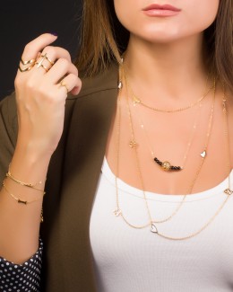 Black Gemstone Necklace • Beaded Bar Necklace