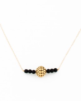 Black Gemstone Necklace • Beaded Bar Necklace