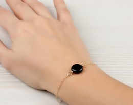 Black Stone Bracelet  / Friendship Charm Bracelet | Moirae