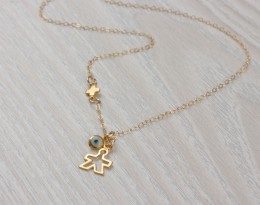 New Mom Necklace, Evil Eye Necklace / Tiny Sideways Cross Necklace / New Mom Jewelry, New Mom Gift / | Istrus