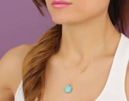 Asymmetrical Necklace / Turquoise Flower Necklace | Leon