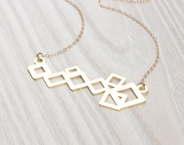 Square Statement Necklace, Gold Square Necklace / Geometric Jewelry, Metal Necklace / Statement Necklace, Bib Necklace | Oenone
