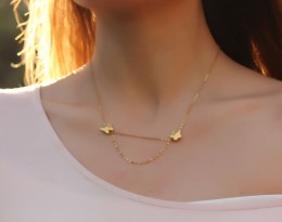 Butterfly Gold Necklace - Flower Necklace