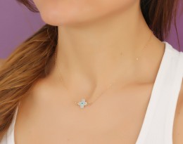 Sideways Cross Necklace / Evil Eye Necklace | Harpina