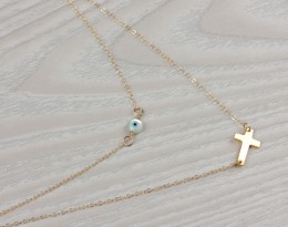 Evil Eye Cross Necklace / Layered Necklace | Hecate