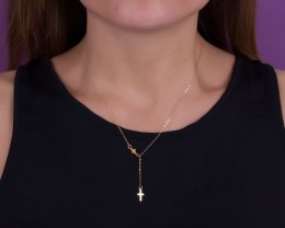 Cross Lariat Necklace • Gold Lariat Necklace