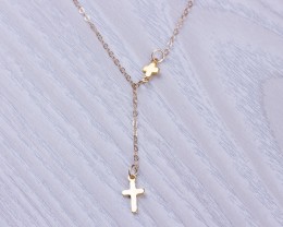 Cross Lariat Necklace, Gold Lariat Necklace / Tiny Cross Necklace, 14k Gold Filled Jewelry / Protection Necklace | "Meliades"