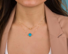 Turquoise Necklace / Long Gold Necklace | Musica
