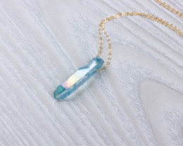 Raw Crystal Necklace - Long Crystal Necklace - Aura Quartz Necklace