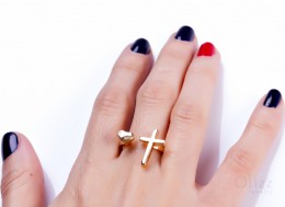 Silver Gold Ring / Simple Gold Ring / Cross Jewelry | Telchines