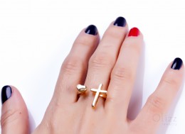 Silver Gold Ring / Simple Gold Ring / Cross Jewelry | Telchines