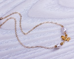 Dragonfly Anklet / Pearl Ankle Bracelet 