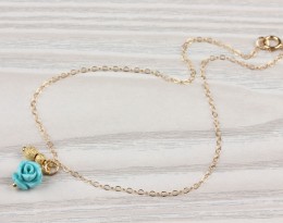 Rose gold anklet, Turquoise anklet, gold ankle bracelet, rose bracelet, wedding, turquoise bracelet, bridal, best friend anklet, "Aigle"
