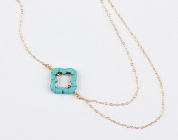 Turquoise Clover Necklace • Asymmetric Necklace