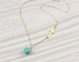 Asymmetrical Necklace / Sideways Cross Necklace | Gaea
