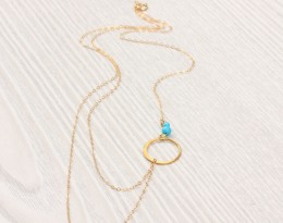 Layered Necklace, Turquoise Necklace / Assymetrical Necklace, Simple Gold Necklace / Bridesmaid Necklace, Silver Circle Necklace | "Sinope"