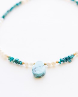 Pearl Turquoise Bead Necklace 