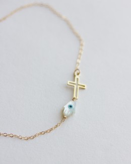 Cross Evil Eye Anklet
